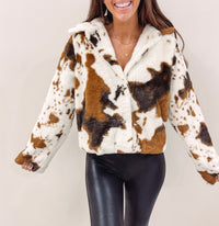 Fuzzy Cowprint Jacket