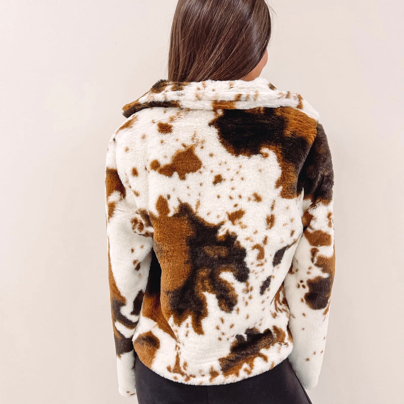 Fuzzy Cowprint Jacket