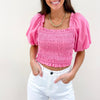 Waist Bow Tie Smocked Top