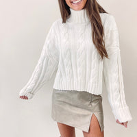 Croc Print Mini Skirt - Taupe