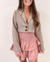 Faux Leather Smocked Skirt - Rose