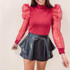 Faux Leather Ruffle Skort