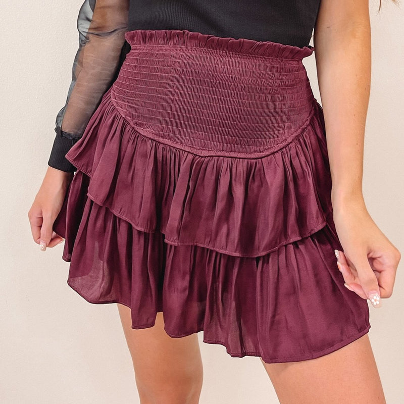 Smocked Skirt - Burgundy