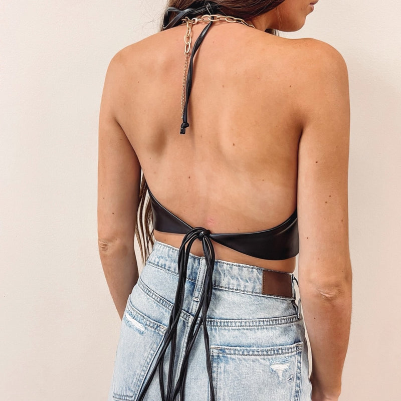 Faux Leather Crop Top