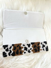 Dot Cheetah Crossbody + Clutch