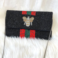 Beaded Bee Crossbody + Clutch