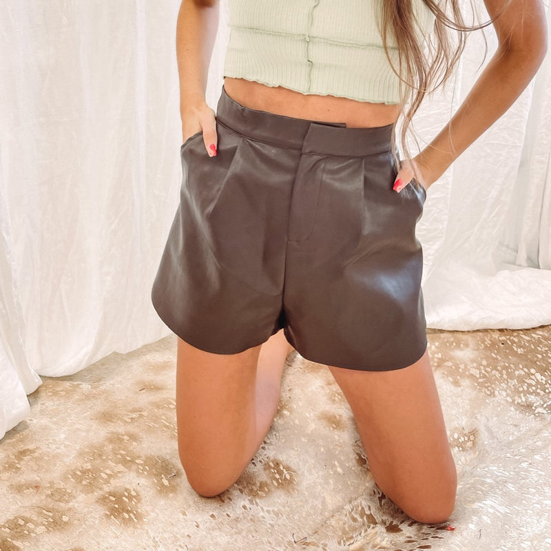 Chocolate Leather Shorts