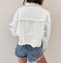 White Frayed Denim Jacket