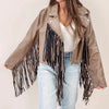 Brown Fringe Faux Leather Jacket