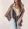 Brown Fringe Faux Leather Jacket