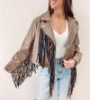 Brown Fringe Faux Leather Jacket