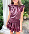 Snakeprint Smocked Dress - Burgundy