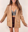 Sloane Faux Leather Blazer - Tan