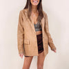 Sloane Faux Leather Blazer - Tan