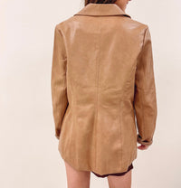 Sloane Faux Leather Blazer - Tan