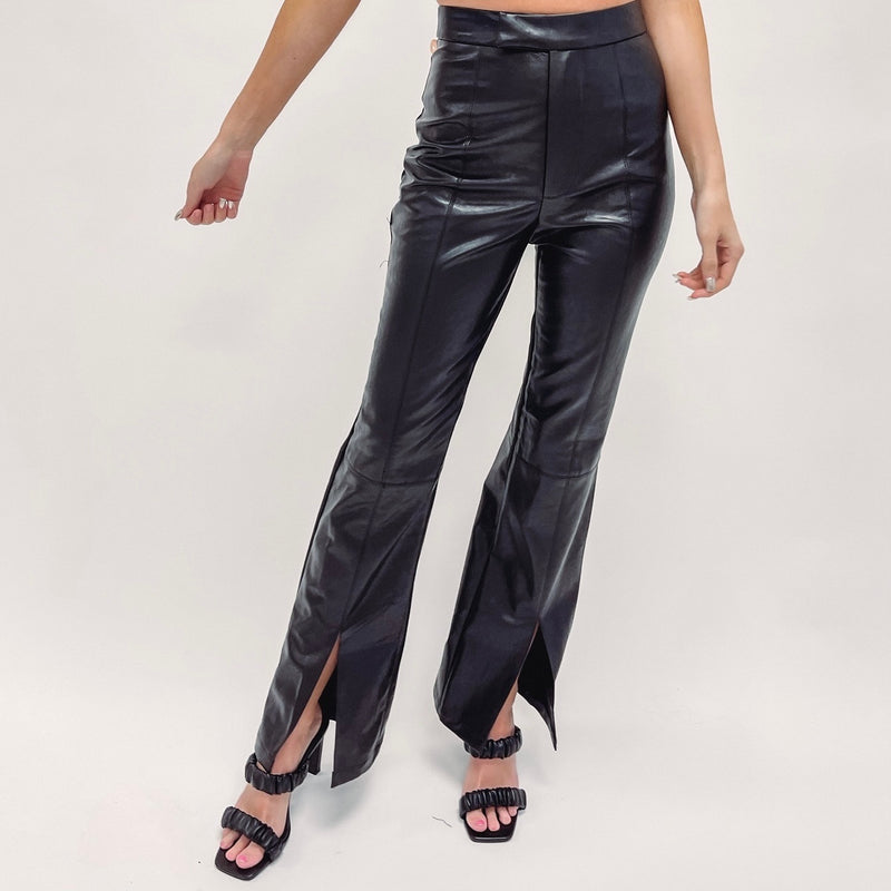 Faux Leather Pants - Black