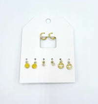Smile Charm Huggie Earring Set