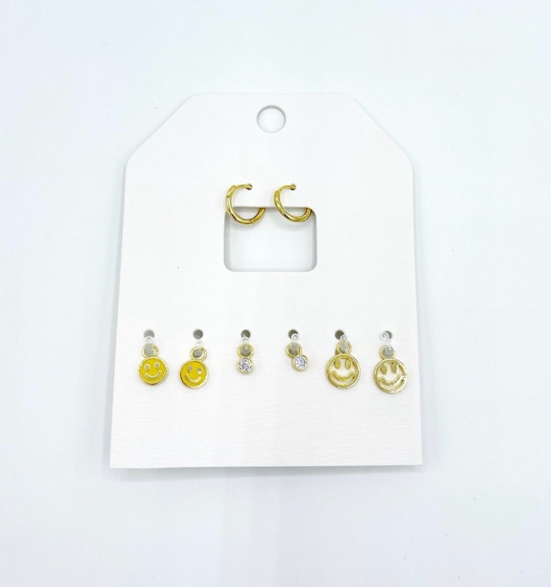 Smile Charm Huggie Earring Set