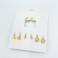 Smile Charm Huggie Earring Set