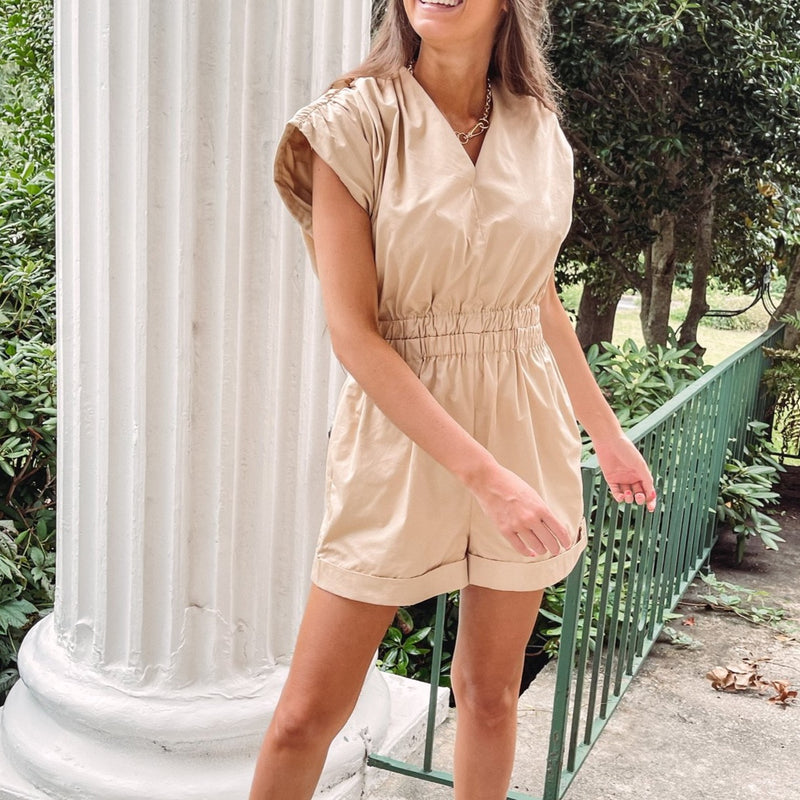 Ruched Shoulder Romper