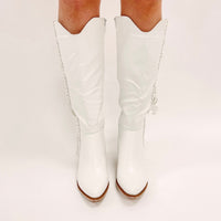 White Fringe Cowboy Boot