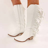 White Fringe Cowboy Boot