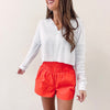 Smocked Athletic Shorts - Coral