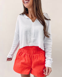 Smocked Athletic Shorts - Coral