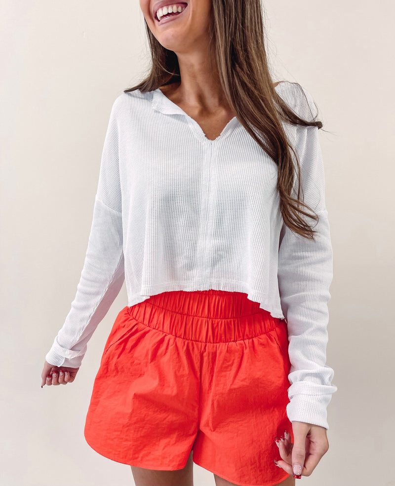 Smocked Athletic Shorts - Coral