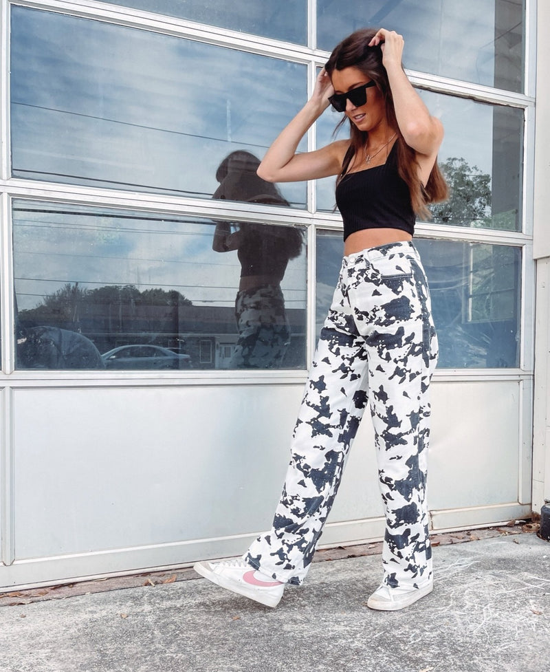 Cowprint Denim Pants