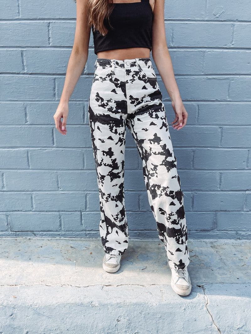 Cowprint Denim Pants