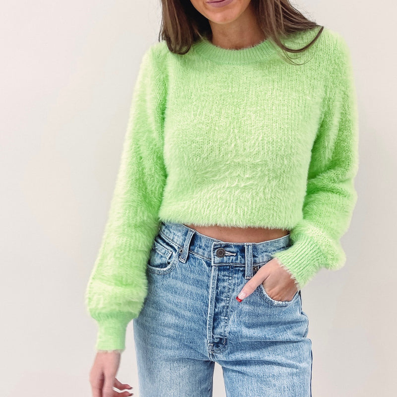 Fuzzy Lime Sweater