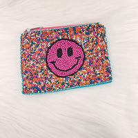 Colorful Smiley Beaded Pouch