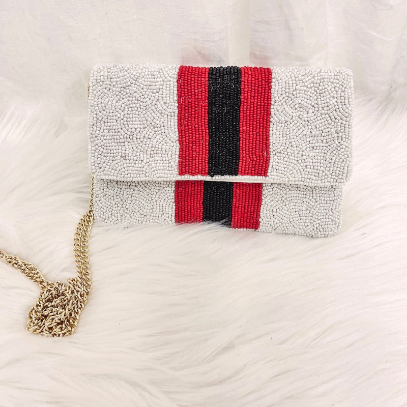 Red/Black Beaded Crossbody/Clutch