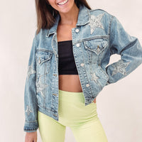 Snakeprint Star Denim Jacket