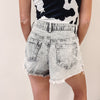 Grey Washed Denim Shorts