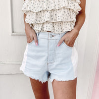 Two-Toned Denim Shorts