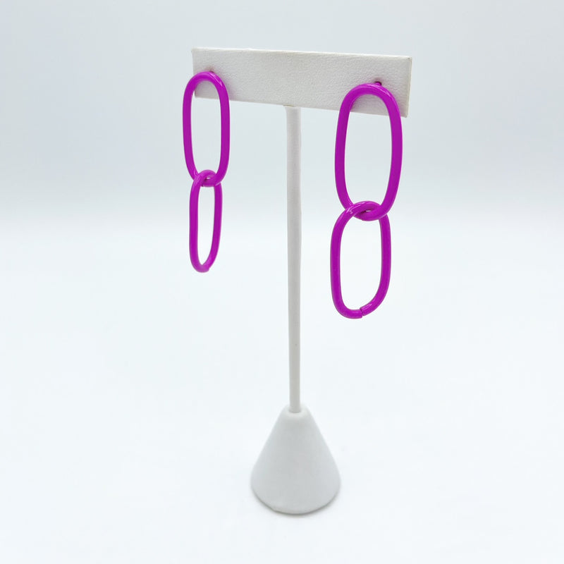 Purple Colored Link Earrings