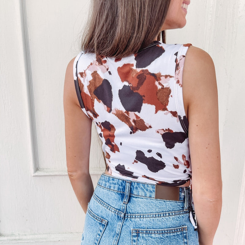 Cow Print Crop Top