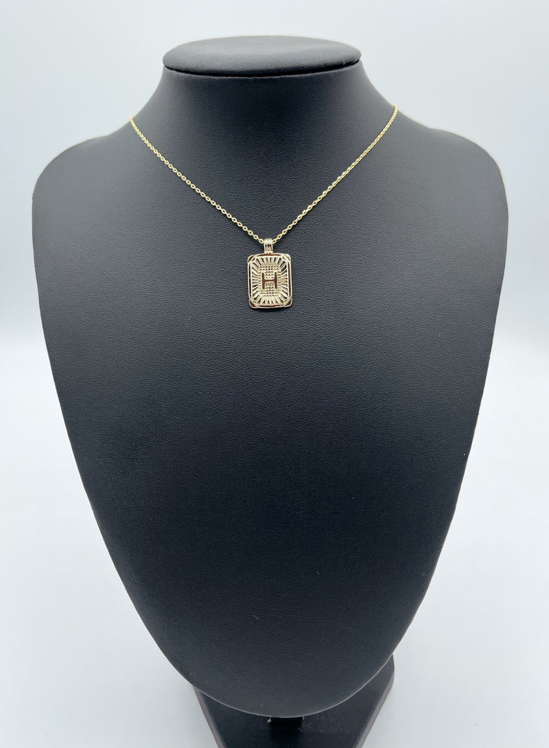 Rectangle Initial Card Necklace