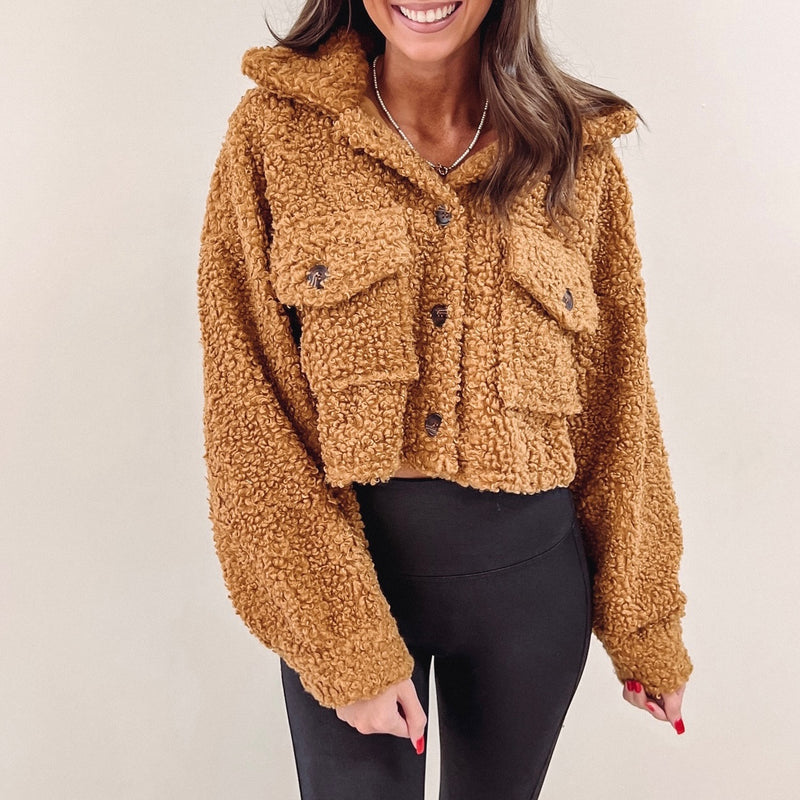 Maggie Teddy Cropped Jacket