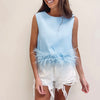 Blue Feather Top