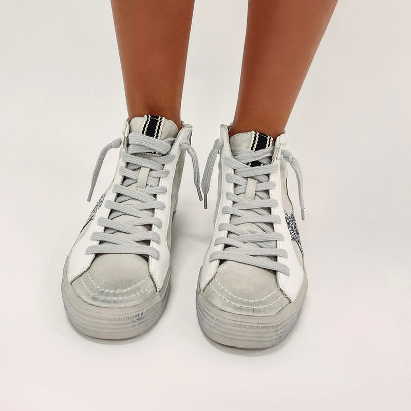 White/Silver High Top Sneakers