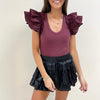 Emmie Ruffle Bodysuit - Burgundy