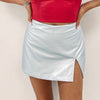 Silver Faux Leather Skirt