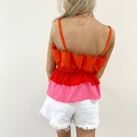 Alyssa Ruffle Top - Orange Combo