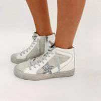 White/Silver High Top Sneakers