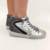 Black Glitter High Top Sneakers