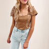 Jaclyn Faux Leather Top - Brown