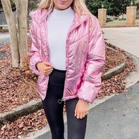 Pink Metallic Puffer Jacket